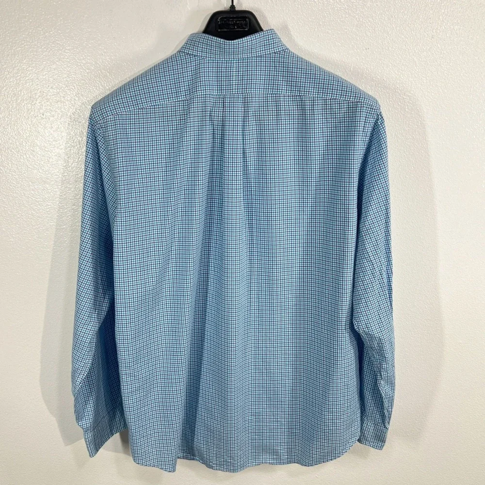 Polo Ralph‎ Lauren Custom Fit Stretch Poplin Shirt Men XXL Blue White Gingham